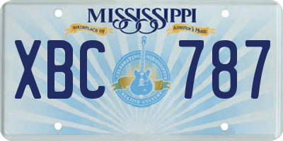 MS license plate XBC787