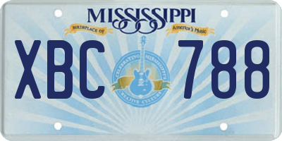 MS license plate XBC788