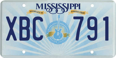 MS license plate XBC791