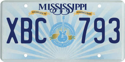 MS license plate XBC793