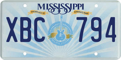 MS license plate XBC794
