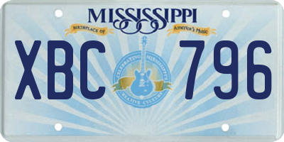 MS license plate XBC796