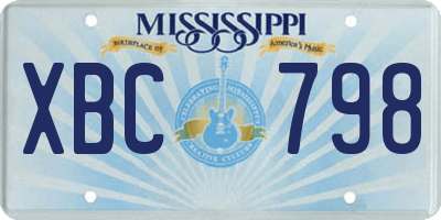 MS license plate XBC798