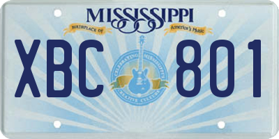 MS license plate XBC801