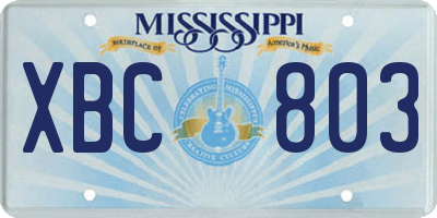 MS license plate XBC803