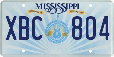 MS license plate XBC804