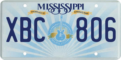 MS license plate XBC806