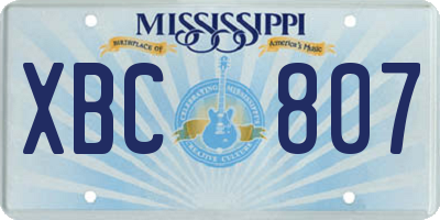 MS license plate XBC807