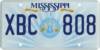 MS license plate XBC808