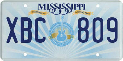 MS license plate XBC809
