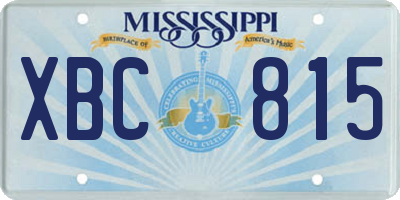 MS license plate XBC815