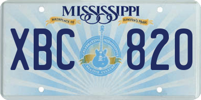 MS license plate XBC820