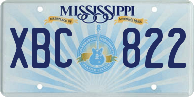 MS license plate XBC822