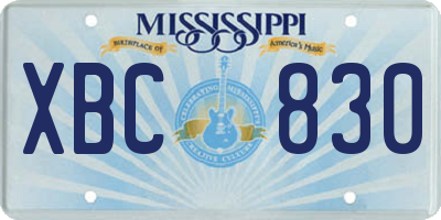 MS license plate XBC830