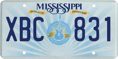 MS license plate XBC831