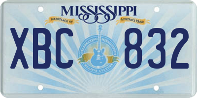 MS license plate XBC832