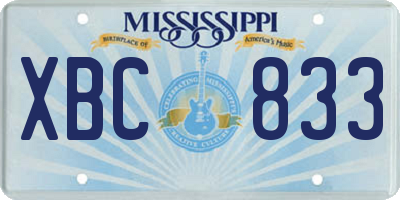 MS license plate XBC833