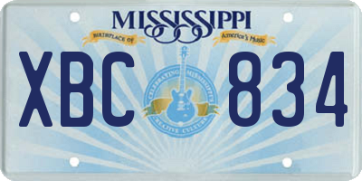 MS license plate XBC834