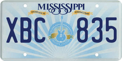 MS license plate XBC835