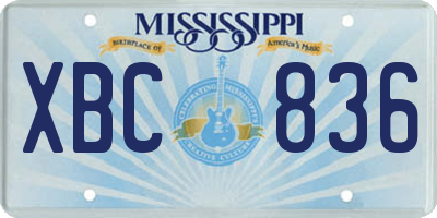 MS license plate XBC836