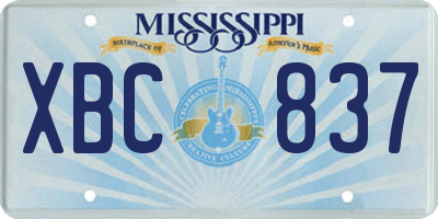 MS license plate XBC837