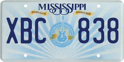MS license plate XBC838