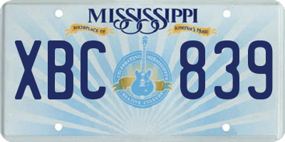 MS license plate XBC839