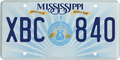 MS license plate XBC840