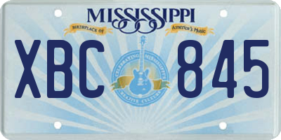 MS license plate XBC845