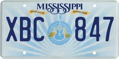 MS license plate XBC847