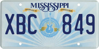 MS license plate XBC849