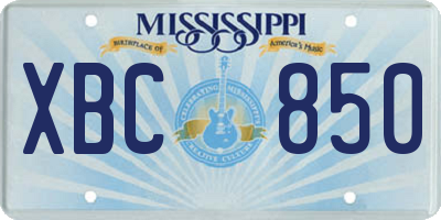 MS license plate XBC850
