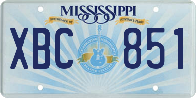 MS license plate XBC851