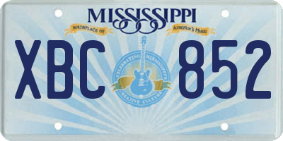 MS license plate XBC852