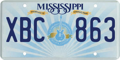 MS license plate XBC863