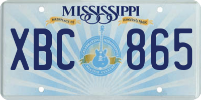MS license plate XBC865