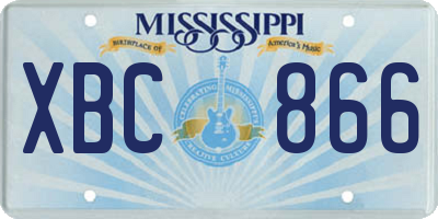 MS license plate XBC866