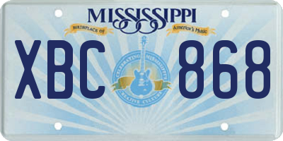 MS license plate XBC868