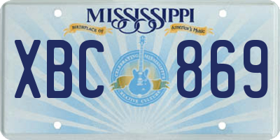 MS license plate XBC869