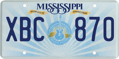 MS license plate XBC870
