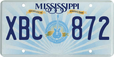 MS license plate XBC872