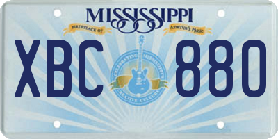 MS license plate XBC880