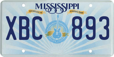 MS license plate XBC893