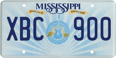 MS license plate XBC900