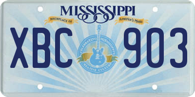 MS license plate XBC903