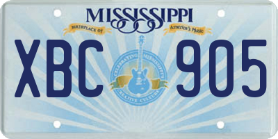 MS license plate XBC905