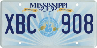 MS license plate XBC908