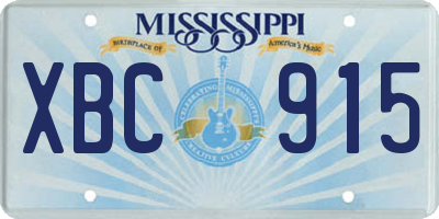 MS license plate XBC915