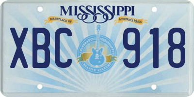 MS license plate XBC918