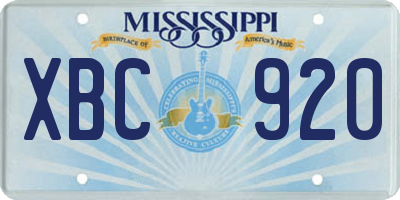 MS license plate XBC920